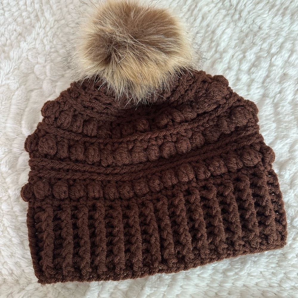 Handmade Crocheted Hat w/ Pom-Pom